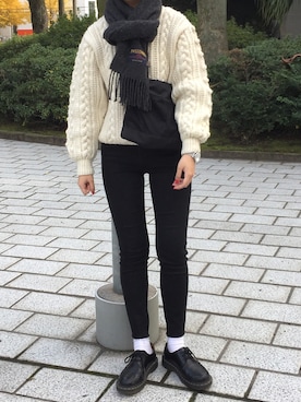 「TWEED MILL（ツイードミル）のアイテム」を使った、 李奈さん（レディース・158cm）の冬コーディネート