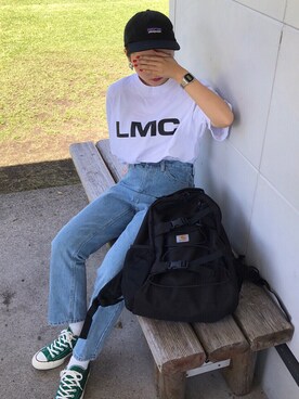 「LMCのアイテム（トップス）」を使った、 李奈さん（レディース・158cm）の夏コーディネート