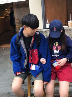 「カップル」｜「アイテム（その他アウター）」を使った、 李奈さん（レディース・158cm）の春コーディネート