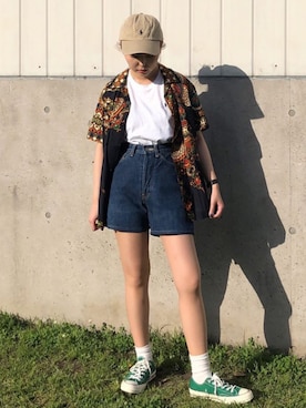 「Paul Smith（ポールスミス）のアイテム」を使った、 李奈さん（レディース・158cm）の夏コーディネート