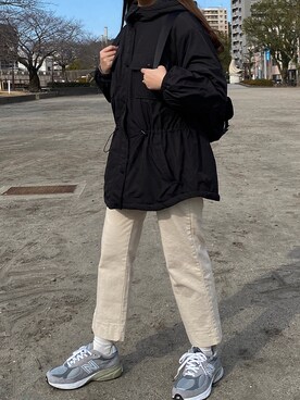 「HOTPING（ホッピン）のアイテム」を使った、 李奈さん（レディース・158cm）の冬コーディネート