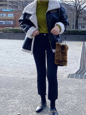 「ムスタン」｜ 李奈さん（レディース・158cm）の冬コーディネート