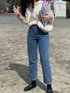 「HOTPING（ホッピン）のアイテム」を使った、 李奈さん（レディース・158cm）の春コーディネート