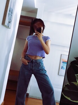 「UNIF（ユニフ）のアイテム（パンツ）」を使った、effjicさん（レディース・160cm）の春コーディネート