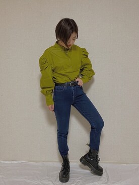 「Ameri（アメリ）のアイテム（ベルト）」を使った、ぺいさん（レディース・156cm）の秋コーディネート