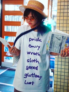 「 Tシャツ」｜coradeさん（レディース・160cm）の夏コーディネート
