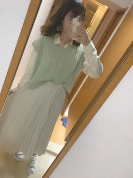 「chocomee（チョコミー）のアイテム（ベスト）」を使った、Cocoaさん（レディース・162cm）の春コーディネート