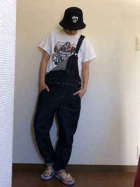 「エクストララージ」｜「アイテム（オールインワン・サロペット）」を使った、okayuさん（レディース・153cm）の夏コーディネート