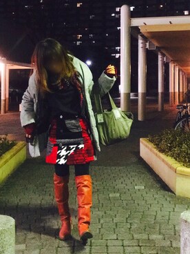 「Desigual（デシグアル）のアイテム（スカート）」を使った、dencoさん（レディース・158cm）の冬コーディネート