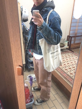 「POINTER（ポインター ）のアイテム（パンツ）」を使った、りょーすけさん（メンズ・176cm）の冬コーディネート