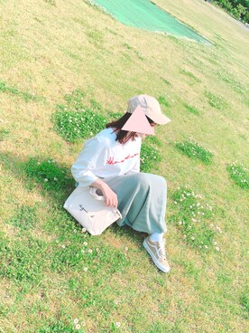 「WILD THINGS（ワイルドシングス）のアイテム（キャップ）」を使った、ach!さん（レディース・155cm）の夏コーディネート