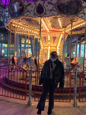 「AIR SPACE（エアースペース）のアイテム（パンツ）」を使った、chenyiru1995さん（レディース・155cm）の冬コーディネート