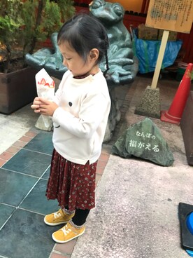「petit main（プティマイン）のアイテム（スニーカー）」を使った、ichikan＊さん（キッズ・100cm）の秋コーディネート