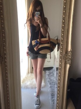 「カーキパンツ」｜Ma.yさん（レディース・158cm）の夏コーディネート