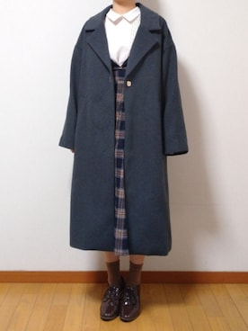 「Te chichi（テチチ）のアイテム（チェスターコート）」を使った、akariさん（レディース・155cm）の冬コーディネート
