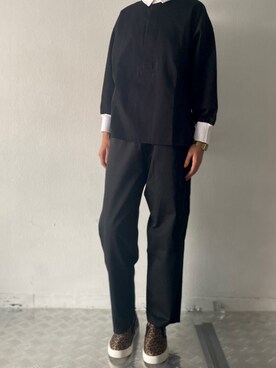 「White Mountaineering」｜「アイテム（スリッポン）」を使った、oruaさん（レディース・173cm）の春コーディネート
