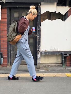 「SUPP. no one else （サップノーワンエルス）のアイテム（オールインワン・サロペット）」を使った、oruaさん（レディース・173cm）の冬コーディネート