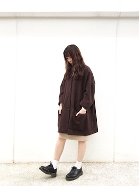 「DRIES VAN NOTEN（ドリスヴァンノッテン）のアイテム（チェスターコート）」を使った、Moeさん（レディース・156cm）の秋コーディネート