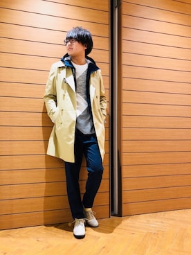 「tk.TAKEO KIKUCHI」｜「アイテム（トレンチコート）」を使った、tk.TAKEO KIKUCHI 国分寺マルイさん（メンズ・175cm）の冬コーディネート