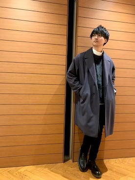 「tk.TAKEO KIKUCHI」｜「アイテム（チェスターコート）」を使った、tk.TAKEO KIKUCHI 国分寺マルイさん（メンズ・178cm）の秋コーディネート