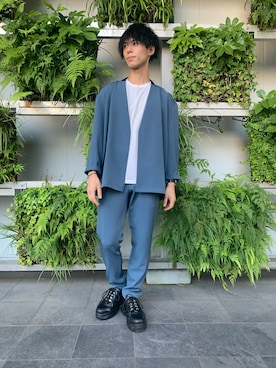 「tk.TAKEO KIKUCHI（ティーケータケオキクチ）のアイテム（ノーカラージャケット）」を使った、tk.TAKEO KIKUCHI 国分寺マルイさん（メンズ・172cm）の夏コーディネート