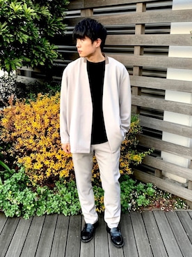 「tk.TAKEO KIKUCHI（ティーケータケオキクチ）のアイテム（ノーカラージャケット）」を使った、tk.TAKEO KIKUCHI 国分寺マルイさん（メンズ・168cm）の冬コーディネート