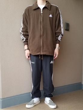 「古着好きな人と繋がりたい」｜「アイテム（ジャージ）」を使った、ひろゆきさん（メンズ・168cm）の秋コーディネート