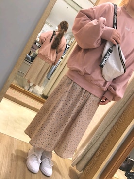 「Lee（リー）のアイテム（スウェット）」を使った、Lemonさん（レディース・148cm）の冬コーディネート