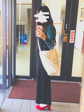 「緑」｜「アイテム（つなぎ/オールインワン）」を使った、ゆめさん（レディース・154cm）の秋コーディネート