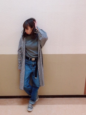 「earth music&ecology（アースミュージックアンドエコロジー）のiro iro コットンワンピース ●（ワンピース、ブラック系）」を使った、Reina...iさん（レディース・154cm）の冬コーディネート