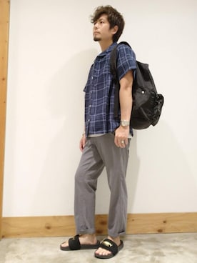 「the case（ザケース）のアイテム」を使った、coen KA23さん（メンズ・165cm）の夏コーディネート