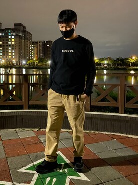 「KANGOL（カンゴール）のアイテム（その他トップス）」を使った、溫樊晨さん（メンズ・184cm）の春コーディネート