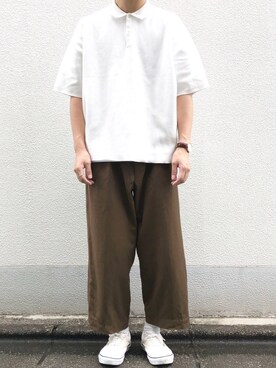 Muji Labo ムジラボ のポロシャツ ホワイト系 を使った人気ファッションコーディネート Wear