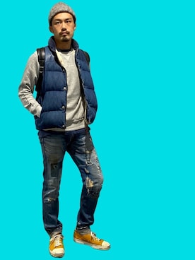 「ジャックパーセル」｜「アイテム（スウェット）」を使った、KOJIさん（メンズ・174cm）の秋コーディネート