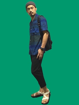 「CHAPS（チャップス）のアイテム（その他トップス）」を使った、KOJIさん（メンズ・174cm）の夏コーディネート