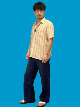 「CABANE de ZUCCa（カバンドズッカ）のアイテム（パンツ）」を使った、KOJIさん（メンズ・174cm）の春コーディネート
