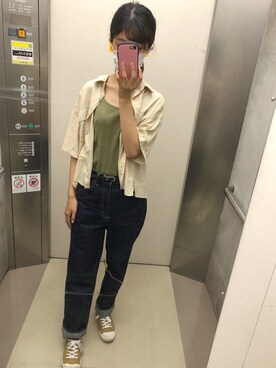 「LOWRYS FARM（ローリーズファーム）のショートＣＰＯシャツ　841006（シャツ/ブラウス）」を使った、あかりさん（レディース・163cm）の夏コーディネート