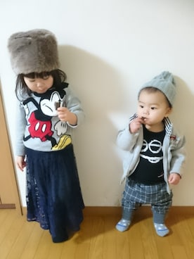 k.m♡mamaさん（キッズ・100cm）の冬コーディネート