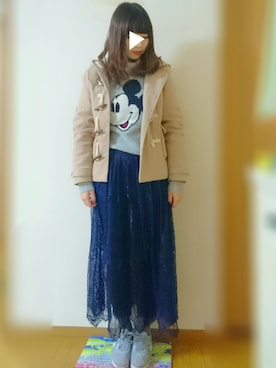 「dazzlin（ダズリン）のアイテム（ダッフルコート）」を使った、k.m♡mamaさん（レディース・156cm）の冬コーディネート