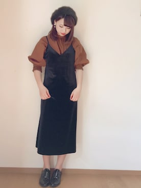 「ベロアキャミ」｜k.m♡mamaさん（レディース・157cm）の秋コーディネート