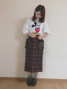 「ミッキー」｜「アイテム（ローファー）」を使った、k.m♡mamaさん（レディース・157cm）の秋コーディネート