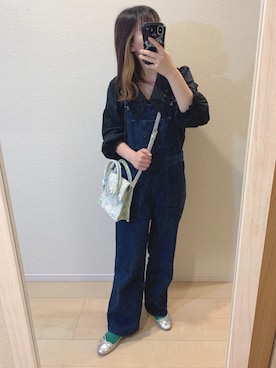 「スローブイエナ」｜「アイテム（オールインワン・サロペット）」を使った、k.m♡mamaさん（レディース・157cm）の春コーディネート