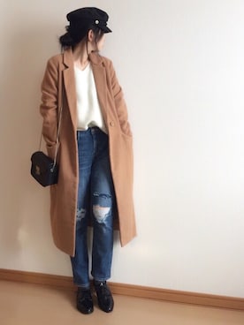 「titivate（ティティベイト）のアイテム（チェスターコート）」を使った、c__s86さん（レディース・162cm）の冬コーディネート