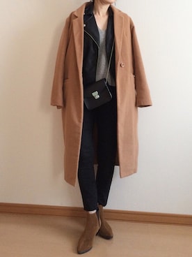 「titivate（ティティベイト）のアイテム（チェスターコート）」を使った、c__s86さん（レディース・162cm）の冬コーディネート