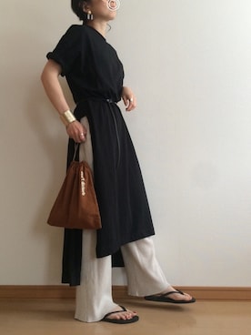 「シルバーバングル」｜「アイテム（ビーチサンダル）」を使った、c__s86さん（レディース・162cm）の夏コーディネート