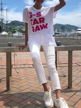 「G-STAR（ジースター）のアイテム」を使った、RISAさん（レディース・174cm）の夏コーディネート