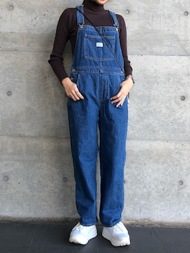 「Right-on（ライトオン）のアイテム（オールインワン・サロペット）」を使った、RISAさん（レディース・174cm）の秋コーディネート