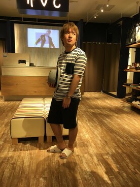 「HVC（エイチブイシー）のアイテム（パンツ）」を使った、HVCあまがさきキューズモール店さん（メンズ・172cm）の夏コーディネート