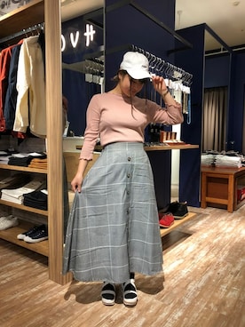 「HVC（エイチブイシー）のアイテム（キャップ）」を使った、HVCあまがさきキューズモール店さん（レディース・158cm）の夏コーディネート