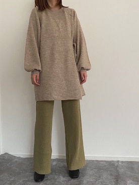 「リブニットパンツ」｜risa68さん（レディース・158cm）の秋コーディネート